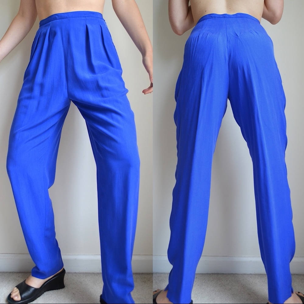 vintage 80s 100% silk high waisted pants from adrienne vittadini labeled size 10
